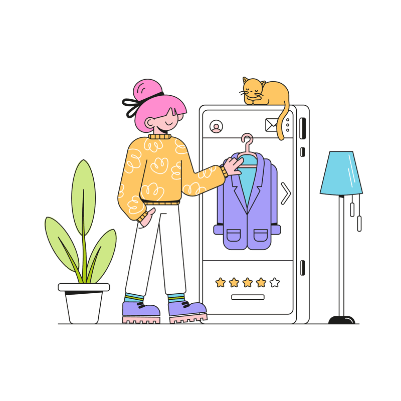 Woman choosing products on mobile app